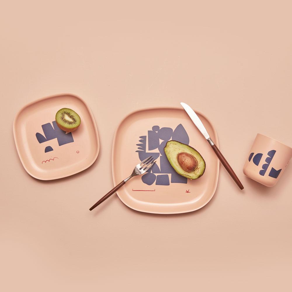 Bamboo Illustrated Side Plate Set